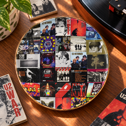 U2 Ceramic Ring Dish - Rock Album Cover Trinket Tray, Gold-Rimmed Jewelry Holder & Rock Fan Gift