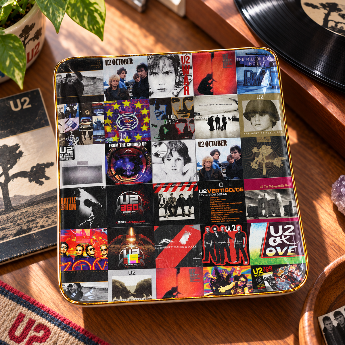 U2 Ceramic Ring Dish - Rock Album Cover Trinket Tray, Gold-Rimmed Jewelry Holder & Rock Fan Gift