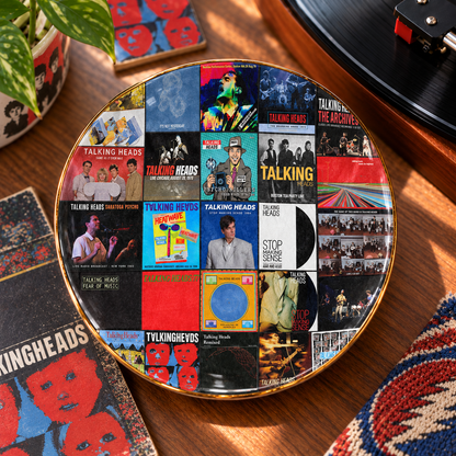 Talking Heads Ceramic Ring Dish - Album Cover Trinket Tray, Gold-Rimmed Jewelry Holder & New Wave Fan Gift
