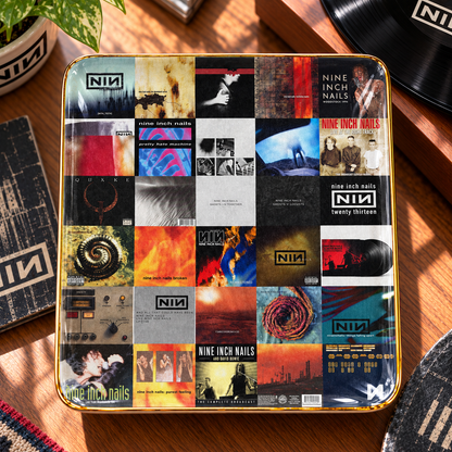 Nine Inch Nails Ceramic Ring Dish - Industrial Rock Album Cover Trinket Tray, Gold-Rimmed Jewelry Holder & Gift