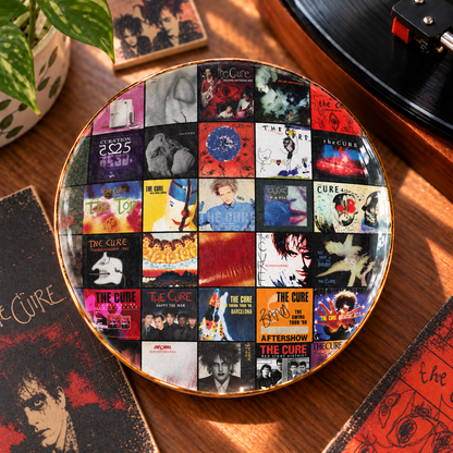 The Cure Ceramic Ring Dish - Post-Punk Album Cover Trinket Tray, Gold-Rimmed Jewelry Holder & Goth Rock Fan Gift