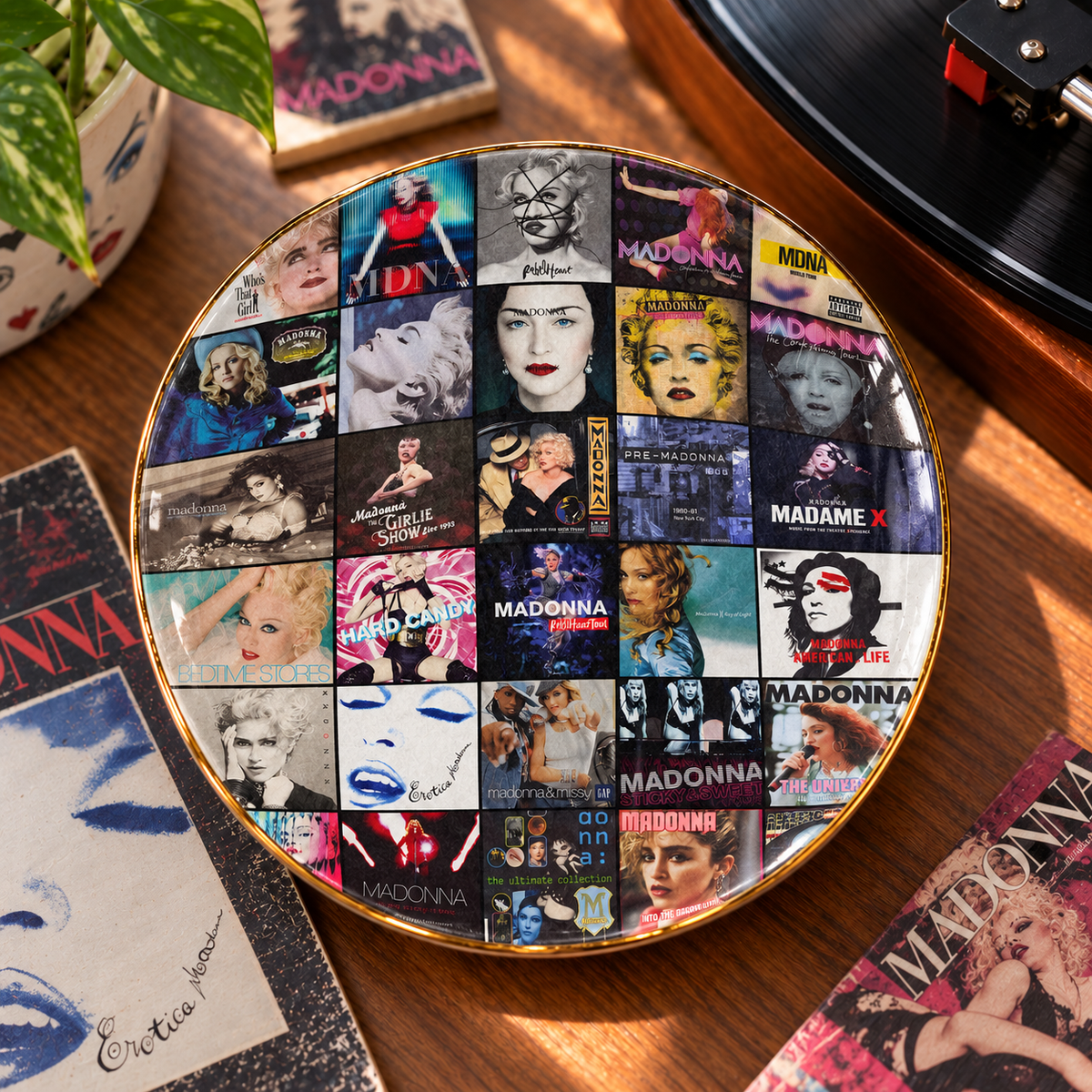 Madonna Ceramic Ring Dish - Pop Album Cover Trinket Tray, Gold-Rimmed Jewelry Holder & Pop Music Fan Gift