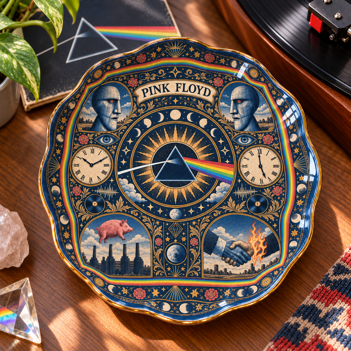 Pink Floyd Ceramic Jewelry Dish - Dark Side Of The Moon Prism Trinket Tray, Prog Rock Music Fan Gift & Room Decor