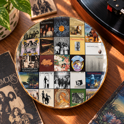 Fleetwood Mac Ceramic Ring Dish - Band Album Cover Trinket Tray, Gold-Rimmed Jewelry Holder & Rock Fan Gift