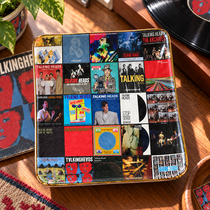 Talking Heads Ceramic Ring Dish - Album Cover Trinket Tray, Gold-Rimmed Jewelry Holder & New Wave Fan Gift