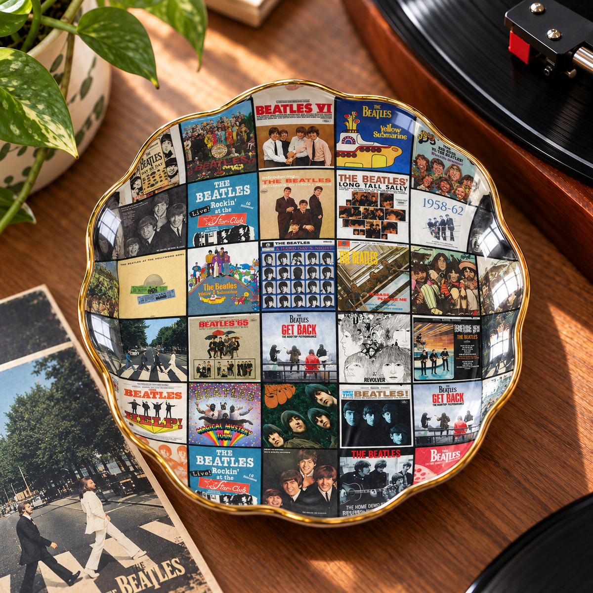The Beatles Album Cover Jewelry Dish – Vintage Beatles Music Collage Trinket Tray