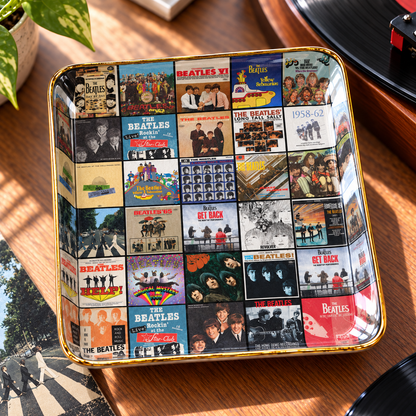 The Beatles Album Cover Jewelry Dish – Vintage Beatles Music Collage Trinket Tray