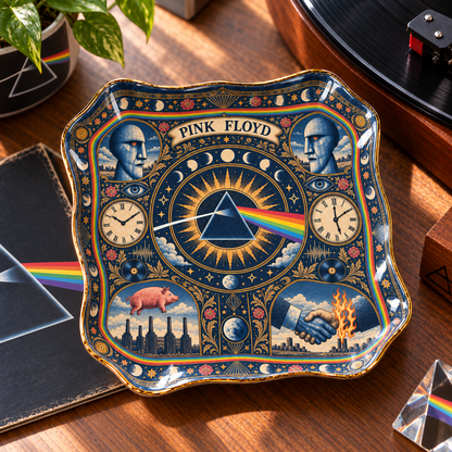 Pink Floyd Ceramic Jewelry Dish - Dark Side Of The Moon Prism Trinket Tray, Prog Rock Music Fan Gift & Room Decor