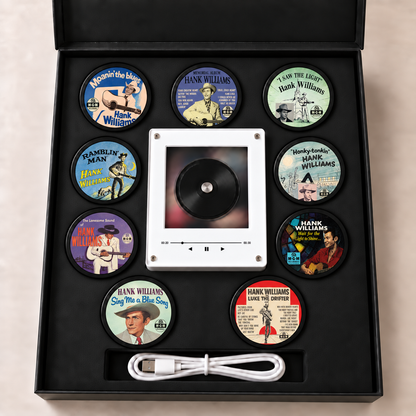 Hank Williams MagTune Mini CD Player Light - Premium Country Music Merchandise, I Saw the Light Album Art LED Night Light Tabletop Gift
