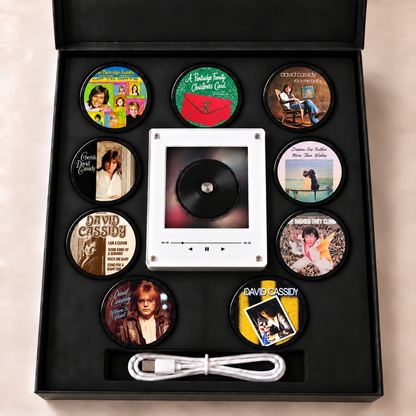 David Cassidy MagTune Mini CD Player Light - Premium 70s Pop Music Merchandise, Rock Me Baby Album Art LED Night Light Tabletop Decor Gift