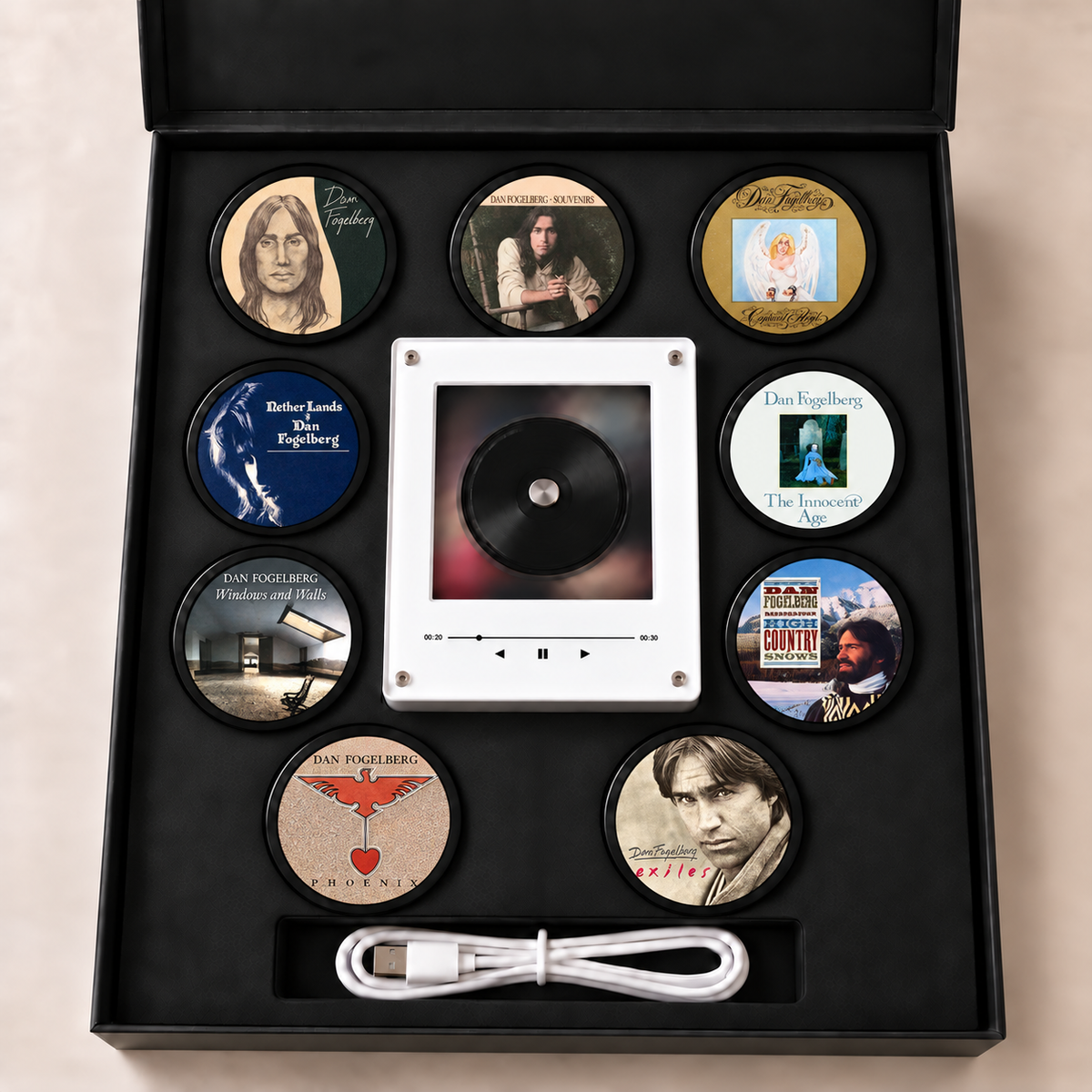 Dan Fogelberg MagTune Mini CD Player Light - Premium Folk Rock Music Merchandise, The Innocent Age Album Art LED Night Light Tabletop Decor Fan Gift