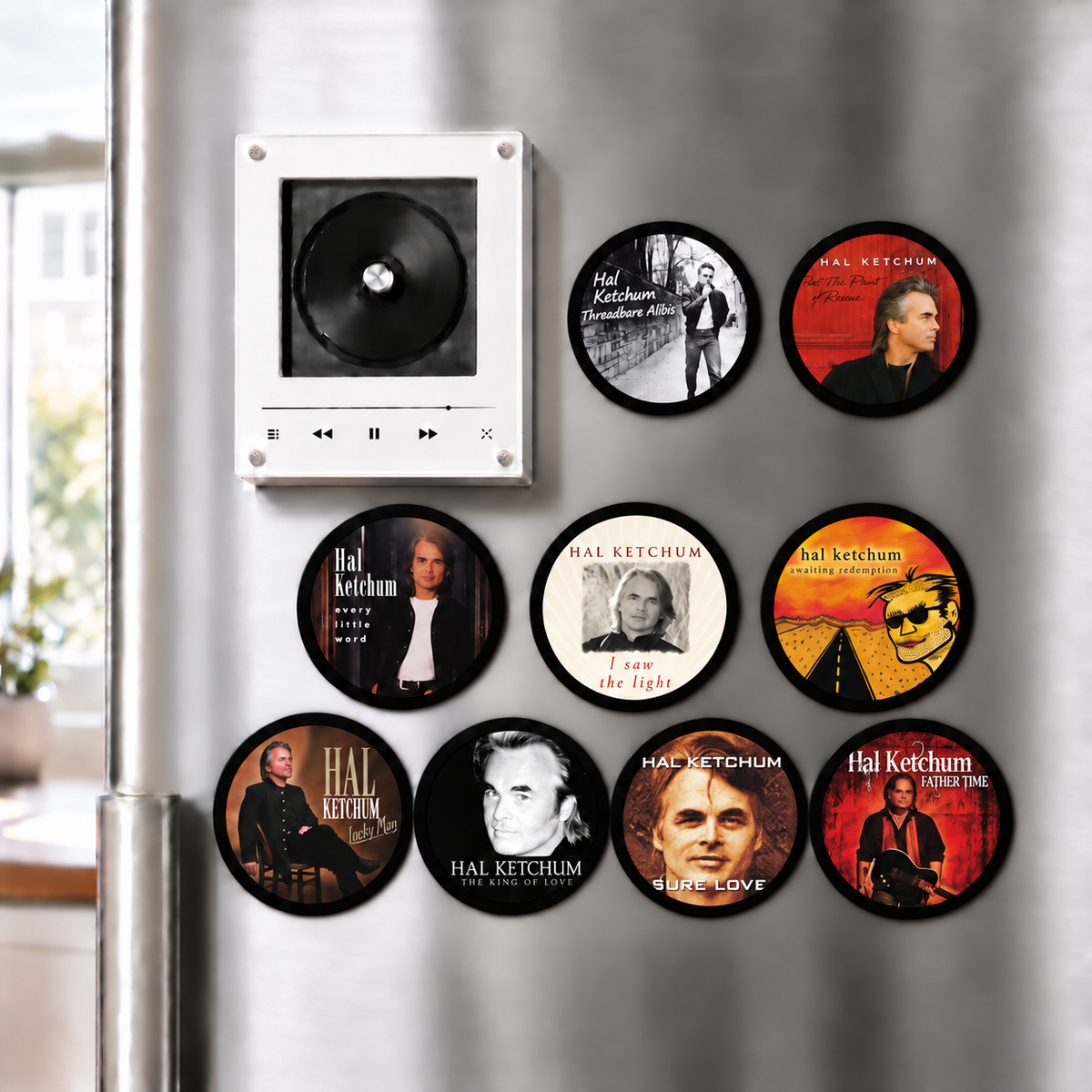 Hal Ketchum MagTune Mini CD Player Light - Premium Country Music Merchandise, Sure Love Album Art LED Night Light Tabletop Fan Gift