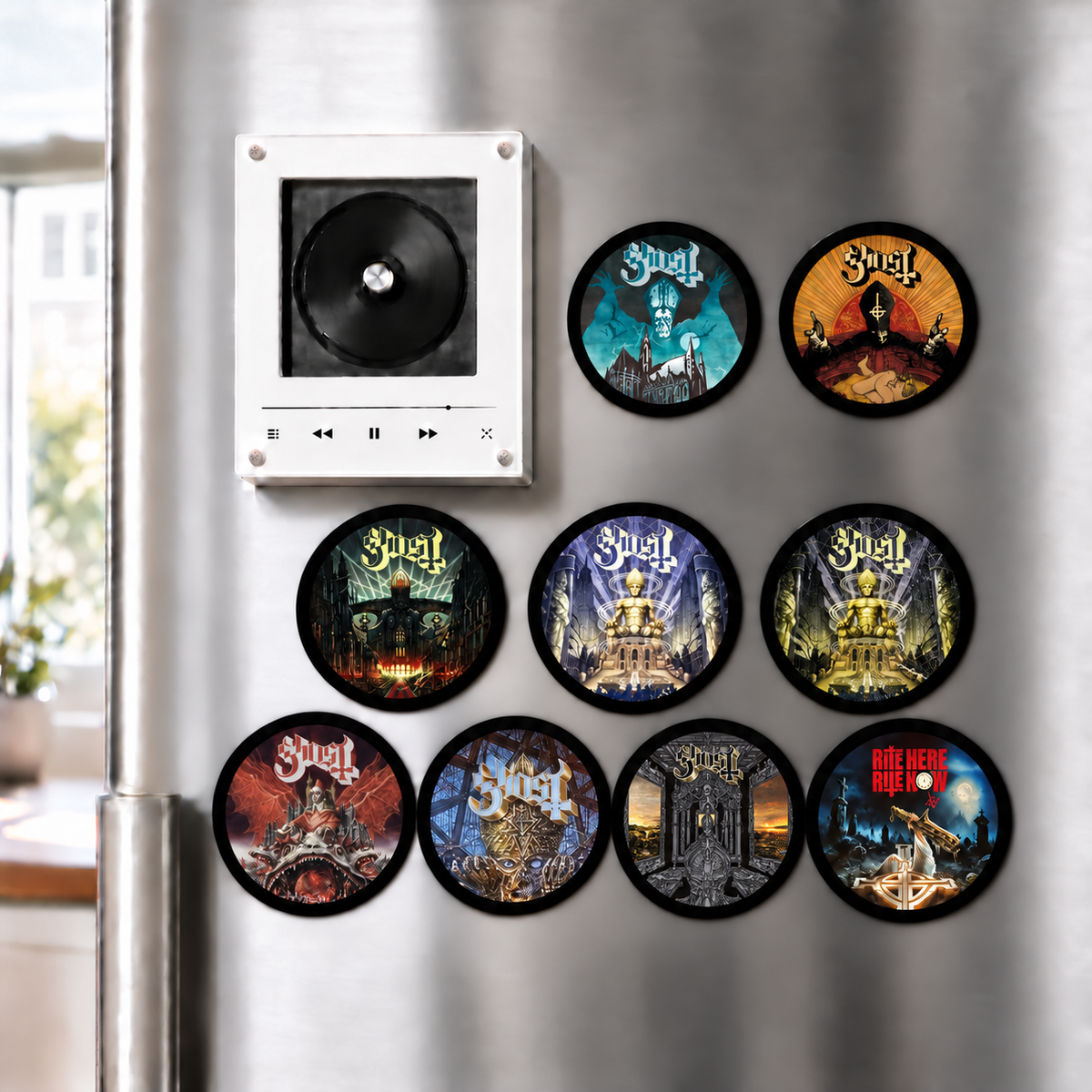 Ghost MagTune Mini CD Player Light - Premium Rock Metal Merchandise, Impera Album Art LED Night Light Tabletop Decor Fan Gift