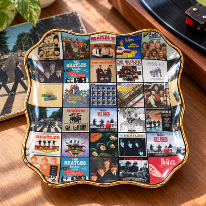 The Beatles Album Cover Jewelry Dish – Vintage Beatles Music Collage Trinket Tray