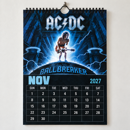 AC/DC 2027 Calendar - Classic Hard Rock Band Wall Planner, Unique Gift for AC/DC Fans