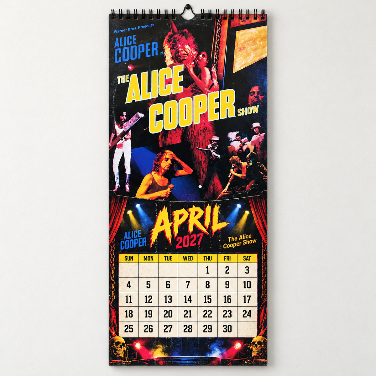 2027 Alice Cooper Album Covers Wall Calendar - Spiral Bound Vintage Shock Rock Collector's Calendar - Unique Christmas Stocking Stuffer & Birthday Gift