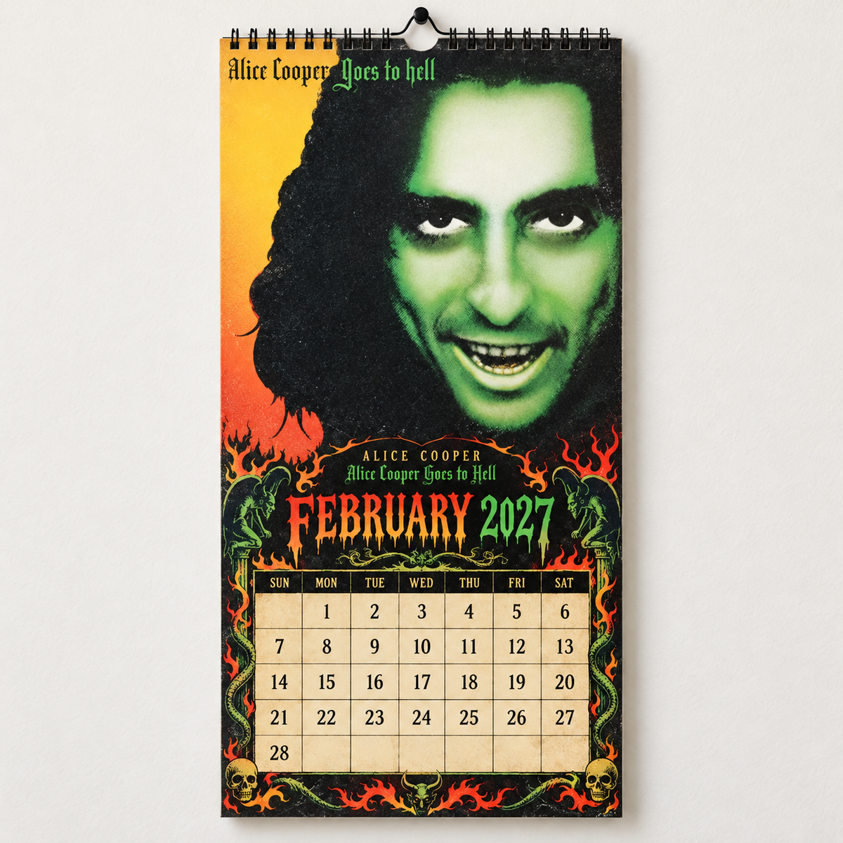 2027 Alice Cooper Album Covers Wall Calendar - Spiral Bound Vintage Shock Rock Collector's Calendar - Unique Christmas Stocking Stuffer & Birthday Gift