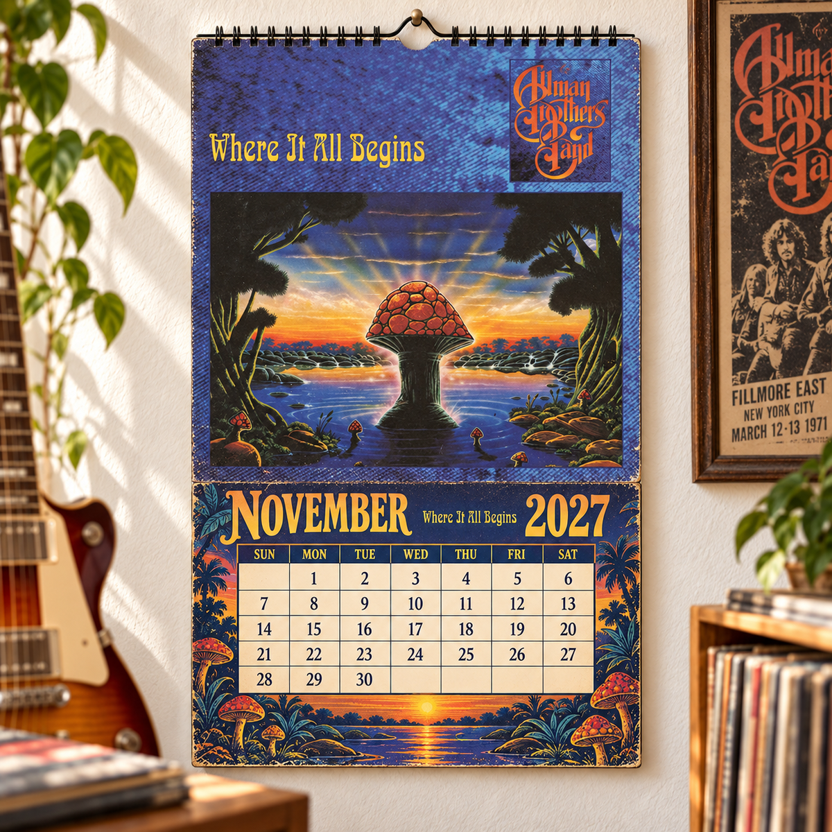 The Allman Brothers Band 2027 Album Covers Music Wall Calendar - Timeless Southern Rock Classic Album Art Hanging Calendar
