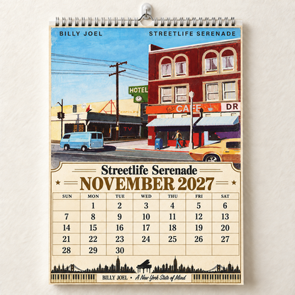 Billy Joel 2027 Album Cover Calendar - Classic Pop Rock Art Wall Planner, Piano Man Music Keepsake Fan Gift