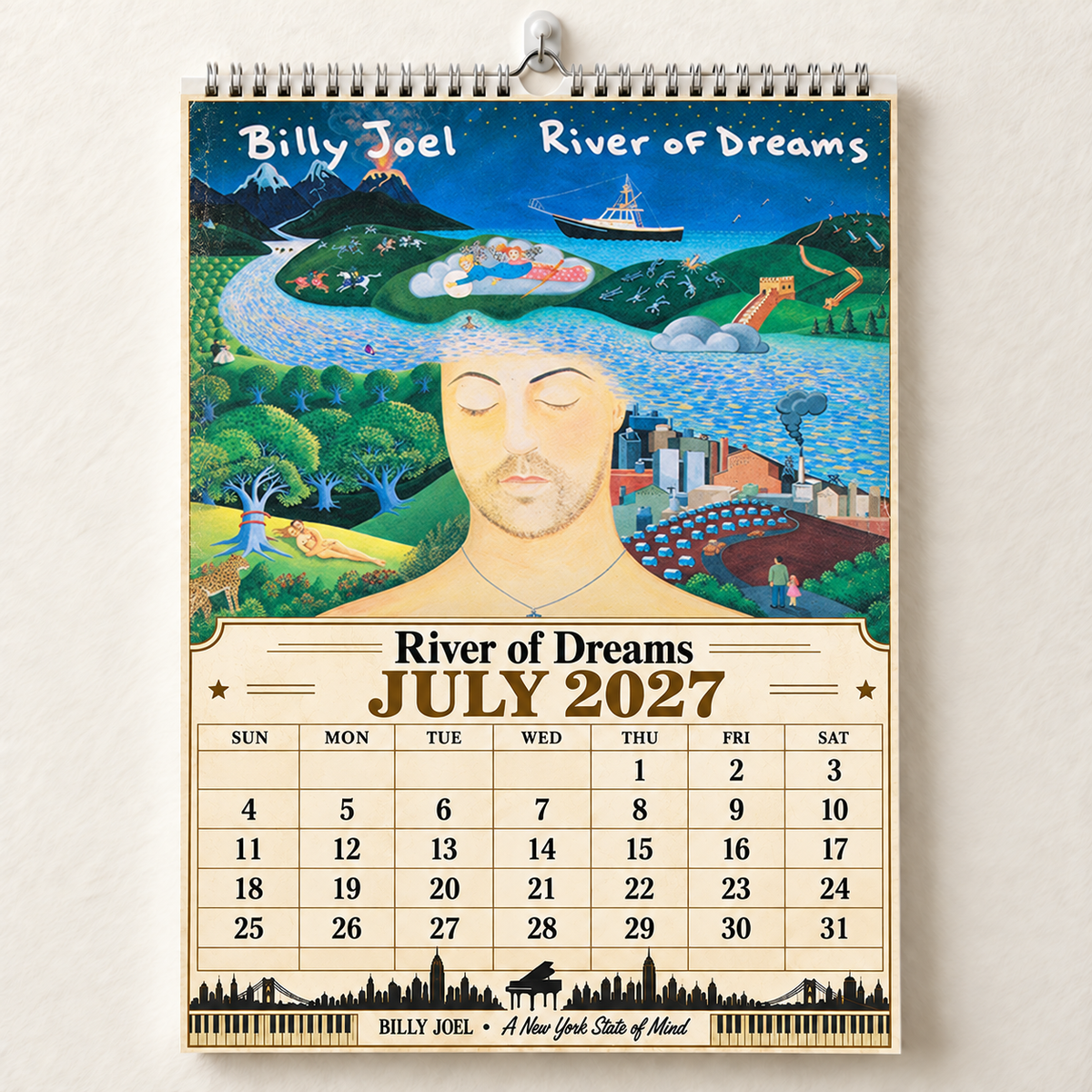 Billy Joel 2027 Album Cover Calendar - Classic Pop Rock Art Wall Planner, Piano Man Music Keepsake Fan Gift