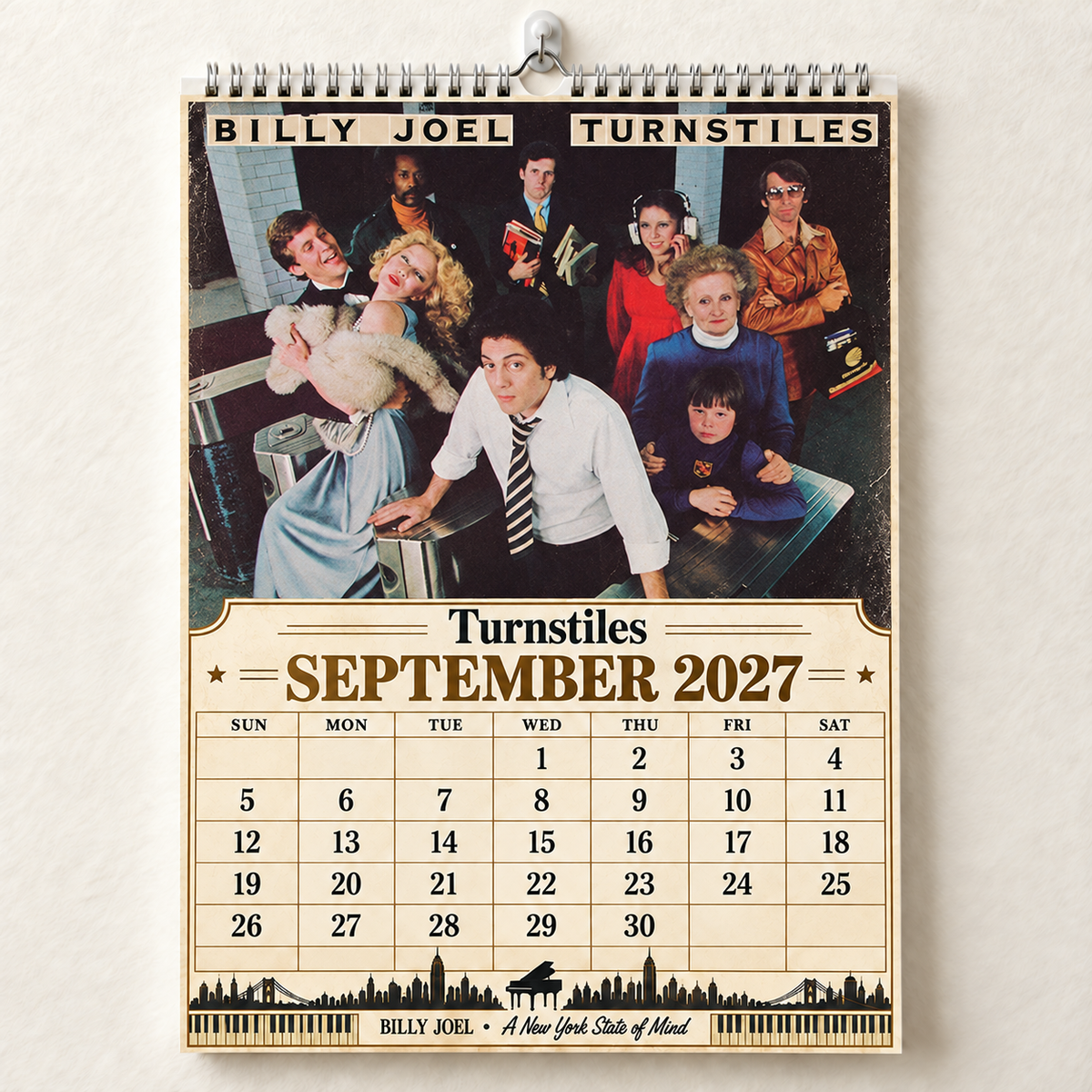 Billy Joel 2027 Album Cover Calendar - Classic Pop Rock Art Wall Planner, Piano Man Music Keepsake Fan Gift