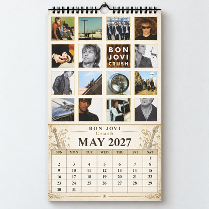 Bon Jovi 2027 Album Covers Calendar - 12 Month Hanging Rock Wall Decor, Perfect Gift for Classic Rock Fans