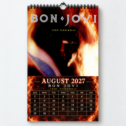 Bon Jovi 2027 Album Covers Calendar - 12 Month Hanging Rock Wall Decor, Perfect Gift for Classic Rock Fans