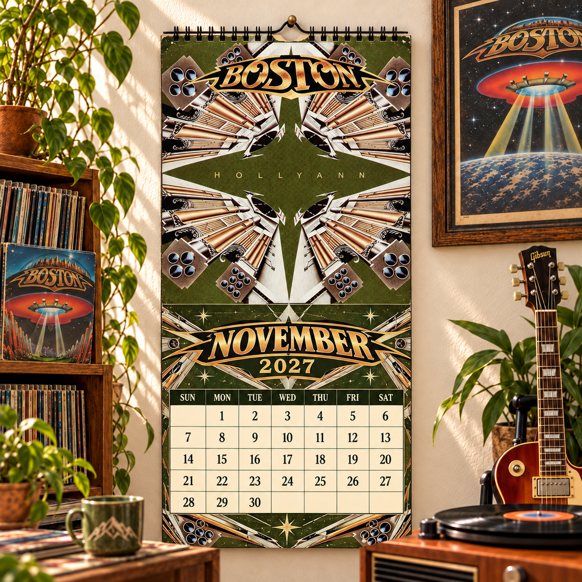 Boston Band Wall Calendar 2027 - 12-Month Classic Rock Music Merchandise & Spaceship Album Art Decor