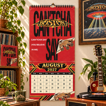 Boston Band Wall Calendar 2027 - 12-Month Classic Rock Music Merchandise & Spaceship Album Art Decor