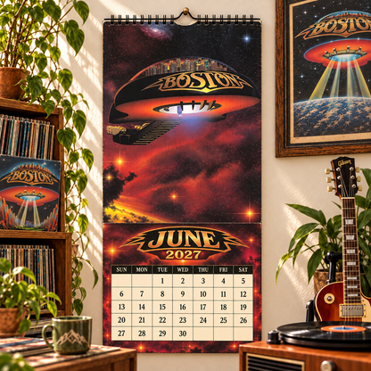 Boston Band Wall Calendar 2027 - 12-Month Classic Rock Music Merchandise & Spaceship Album Art Decor