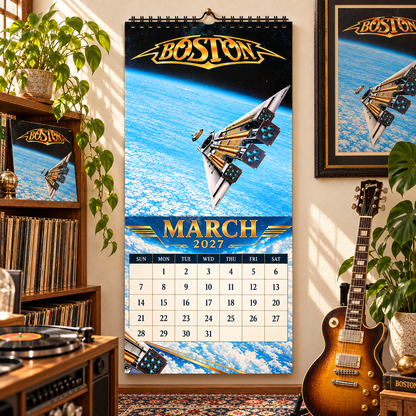 Boston Band Wall Calendar 2027 - 12-Month Classic Rock Music Merchandise & Spaceship Album Art Decor