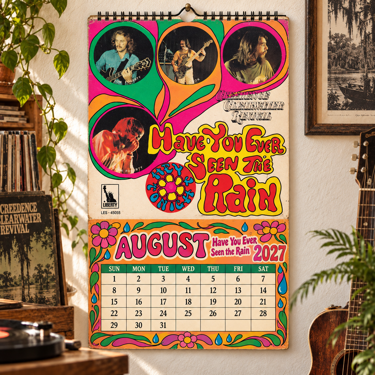Creedence Clearwater Revival Album Covers Collage Wall Calendar - 2027 A Year of Green Rivers & Bayou Memories - Perfect Gift for Rock Fans