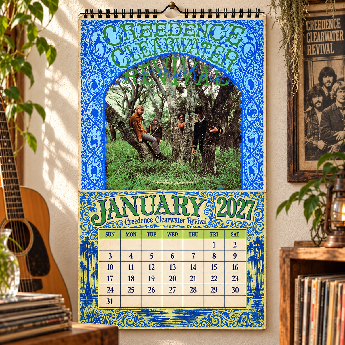 Creedence Clearwater Revival Album Covers Collage Wall Calendar - 2027 A Year of Green Rivers & Bayou Memories - Perfect Gift for Rock Fans