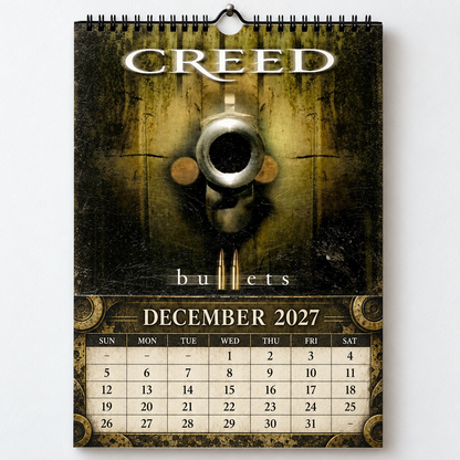 Creed 2027 Album Covers Calendar - 12 Month Hanging Wall Decor Featuring Human Clay, My Own Prison & Greatest Hits Art