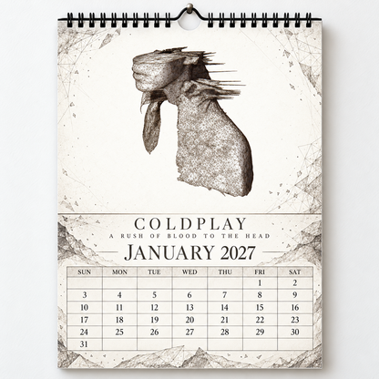 Coldplay 2027 Album Covers Calendar - 12 Month Hanging Wall Decor, Premium Music Fan Gift & Hanging Wall Decor