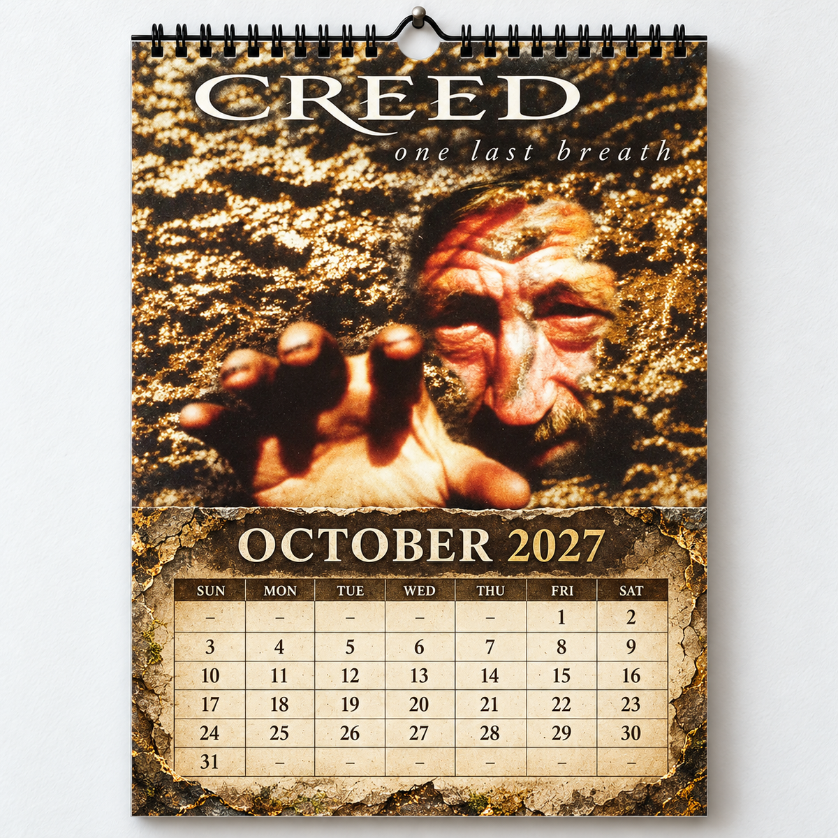 Creed 2027 Album Covers Calendar - 12 Month Hanging Wall Decor Featuring Human Clay, My Own Prison & Greatest Hits Art