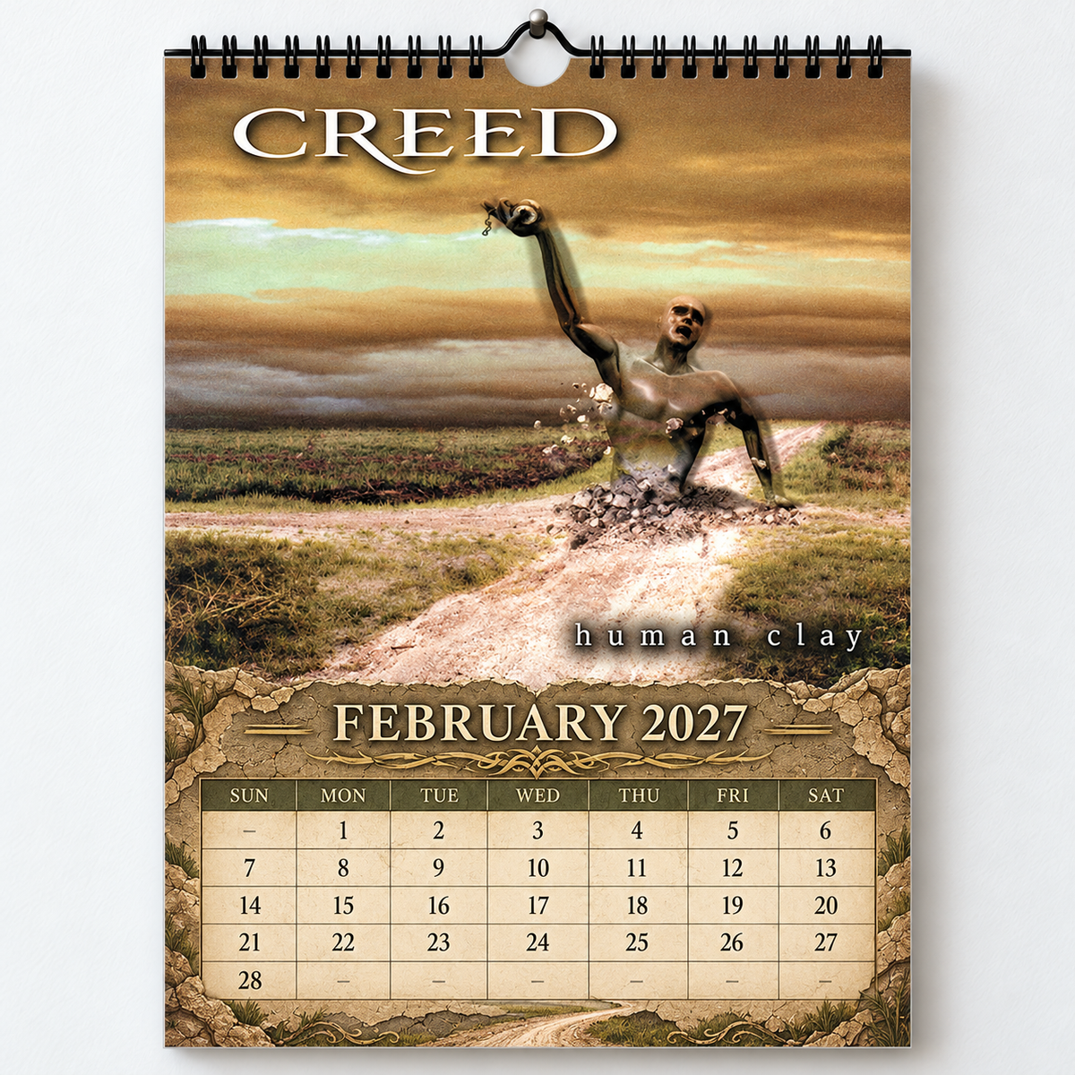 Creed 2027 Album Covers Calendar - 12 Month Hanging Wall Decor Featuring Human Clay, My Own Prison & Greatest Hits Art