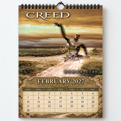 Creed 2027 Album Covers Calendar - 12 Month Hanging Wall Decor Featuring Human Clay, My Own Prison & Greatest Hits Art