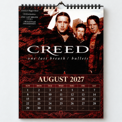 Creed 2027 Album Covers Calendar - 12 Month Hanging Wall Decor Featuring Human Clay, My Own Prison & Greatest Hits Art