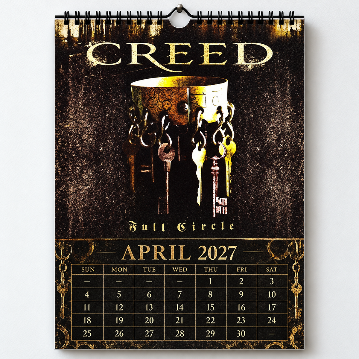 Creed 2027 Album Covers Calendar - 12 Month Hanging Wall Decor Featuring Human Clay, My Own Prison & Greatest Hits Art