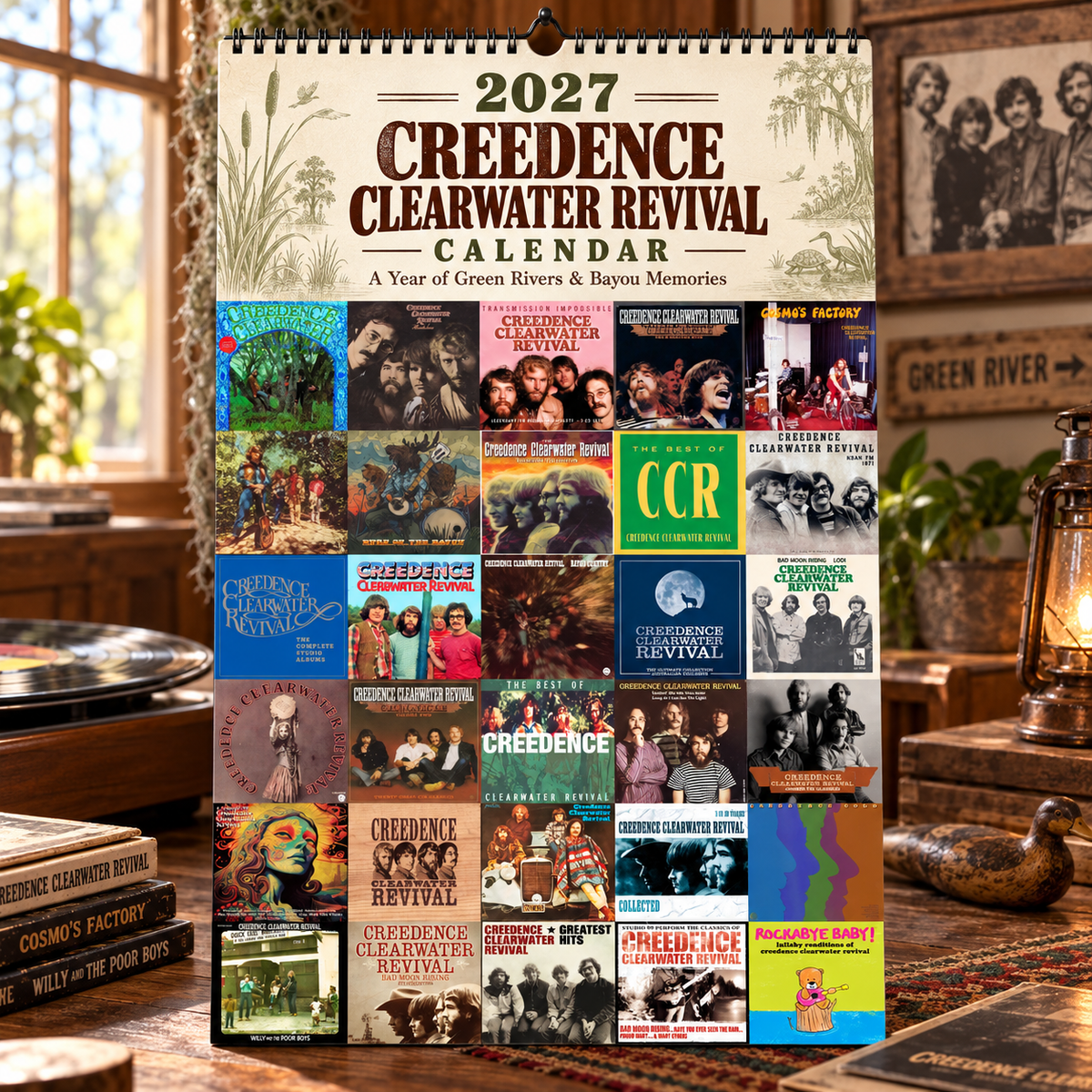 Creedence Clearwater Revival Album Covers Collage Wall Calendar - 2027 A Year of Green Rivers & Bayou Memories - Perfect Gift for Rock Fans