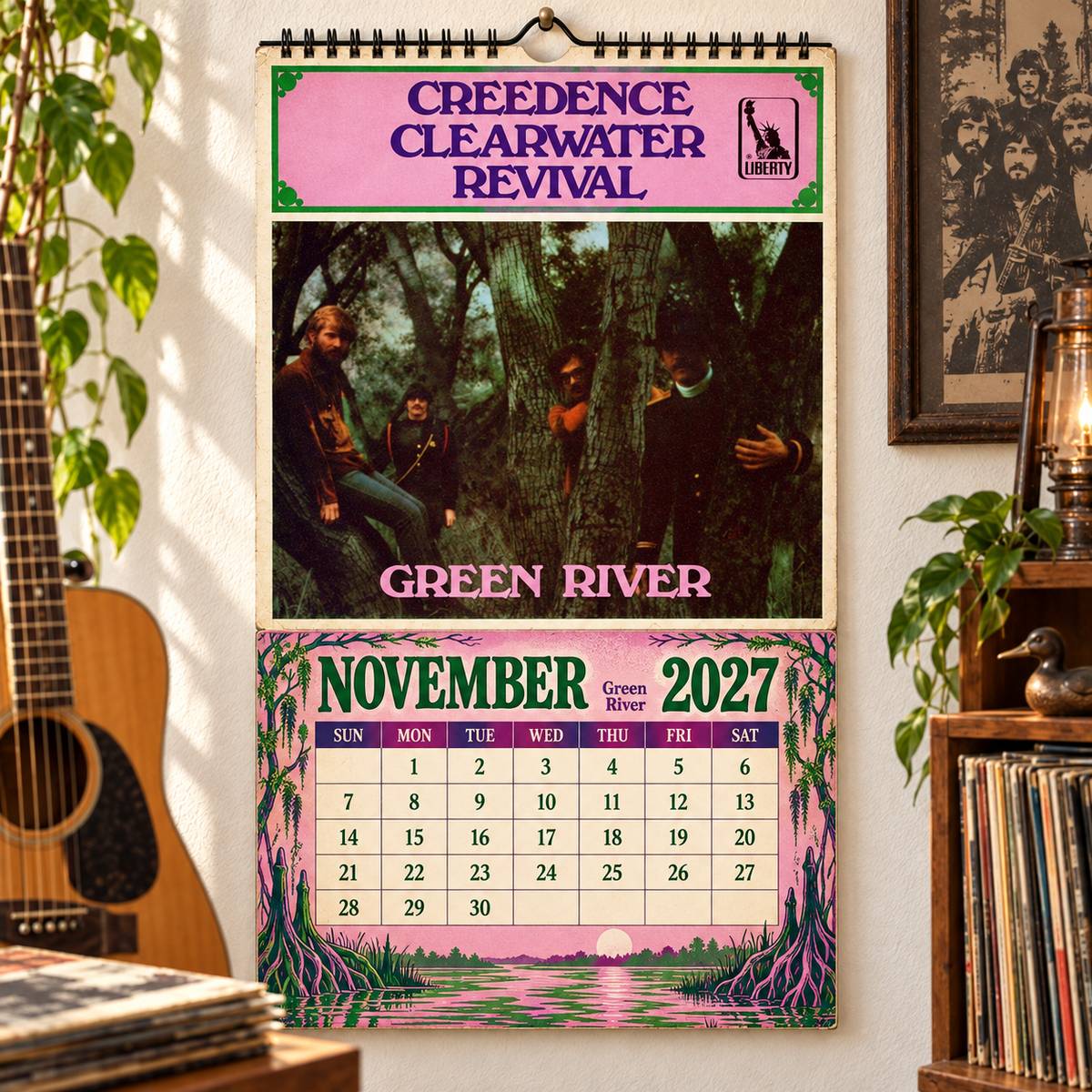 Creedence Clearwater Revival Album Covers Collage Wall Calendar - 2027 A Year of Green Rivers & Bayou Memories - Perfect Gift for Rock Fans