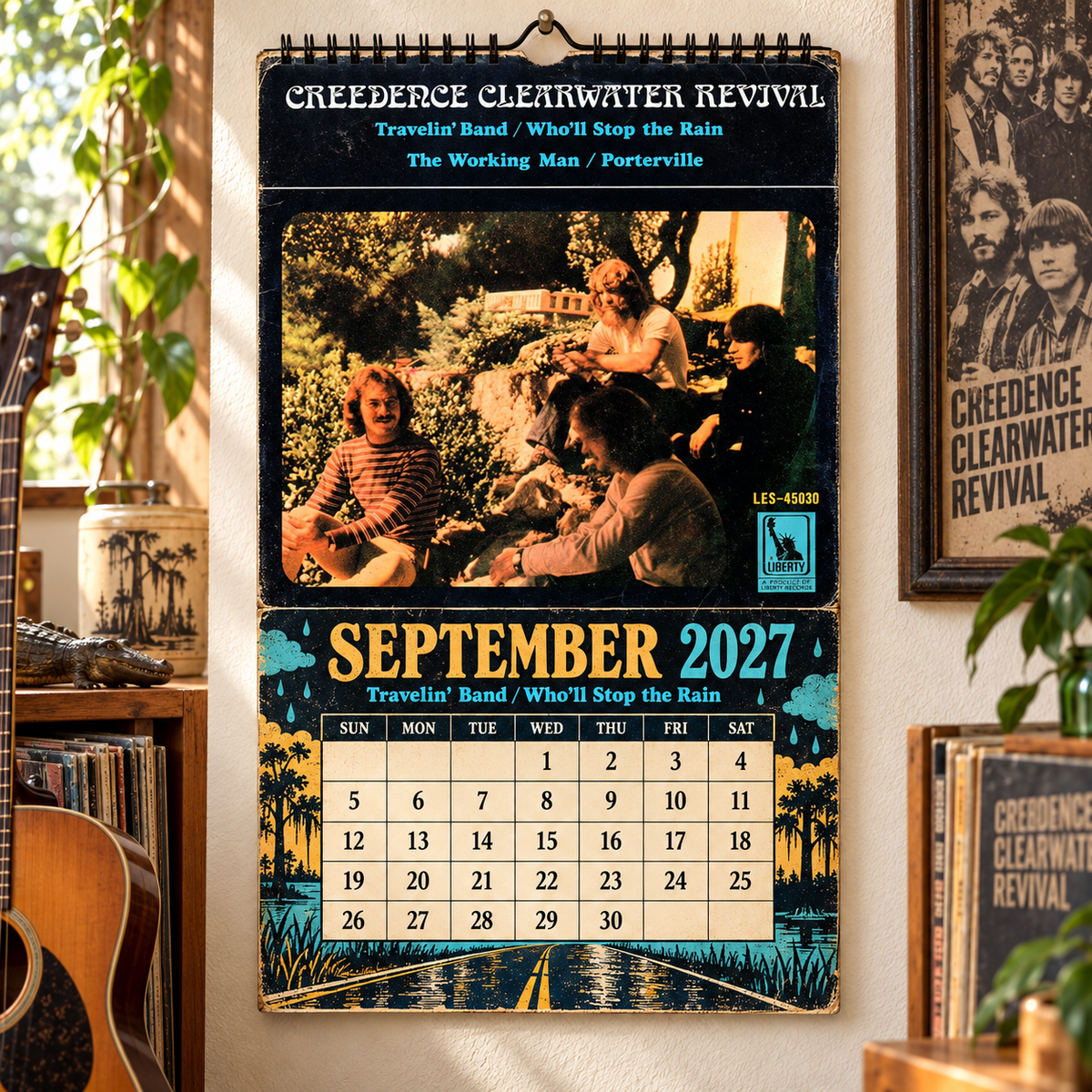 Creedence Clearwater Revival Album Covers Collage Wall Calendar - 2027 A Year of Green Rivers & Bayou Memories - Perfect Gift for Rock Fans