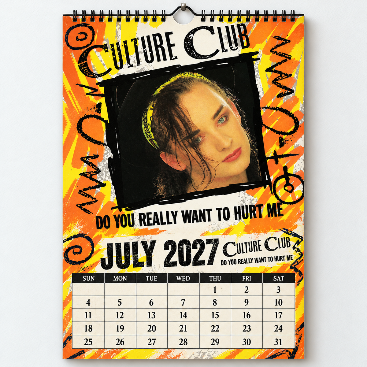 2027 Culture Club Album Cover Wall Calendar – Boy George 80s Pop Music Calendar, Retro New Wave Decor, Nostalgic Gift for Fans