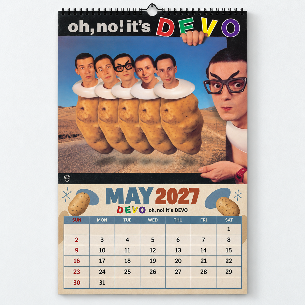 2027 DEVO Album Cover Wall Calendar – Retro 80s New Wave Music Calendar, Synth Punk Rock Band Decor, Nostalgic Gift for DEVO Fans