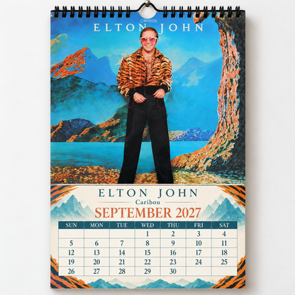 Elton John 2027 Wall Calendar - Classic Album Covers & Single Art Collage | 12-Month Music Memorabilia & Office Decor