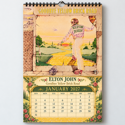 Elton John 2027 Wall Calendar - Classic Album Covers & Single Art Collage | 12-Month Music Memorabilia & Office Decor