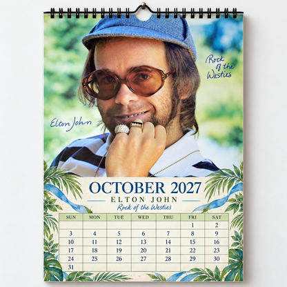 Elton John 2027 Wall Calendar - Classic Album Covers & Single Art Collage | 12-Month Music Memorabilia & Office Decor