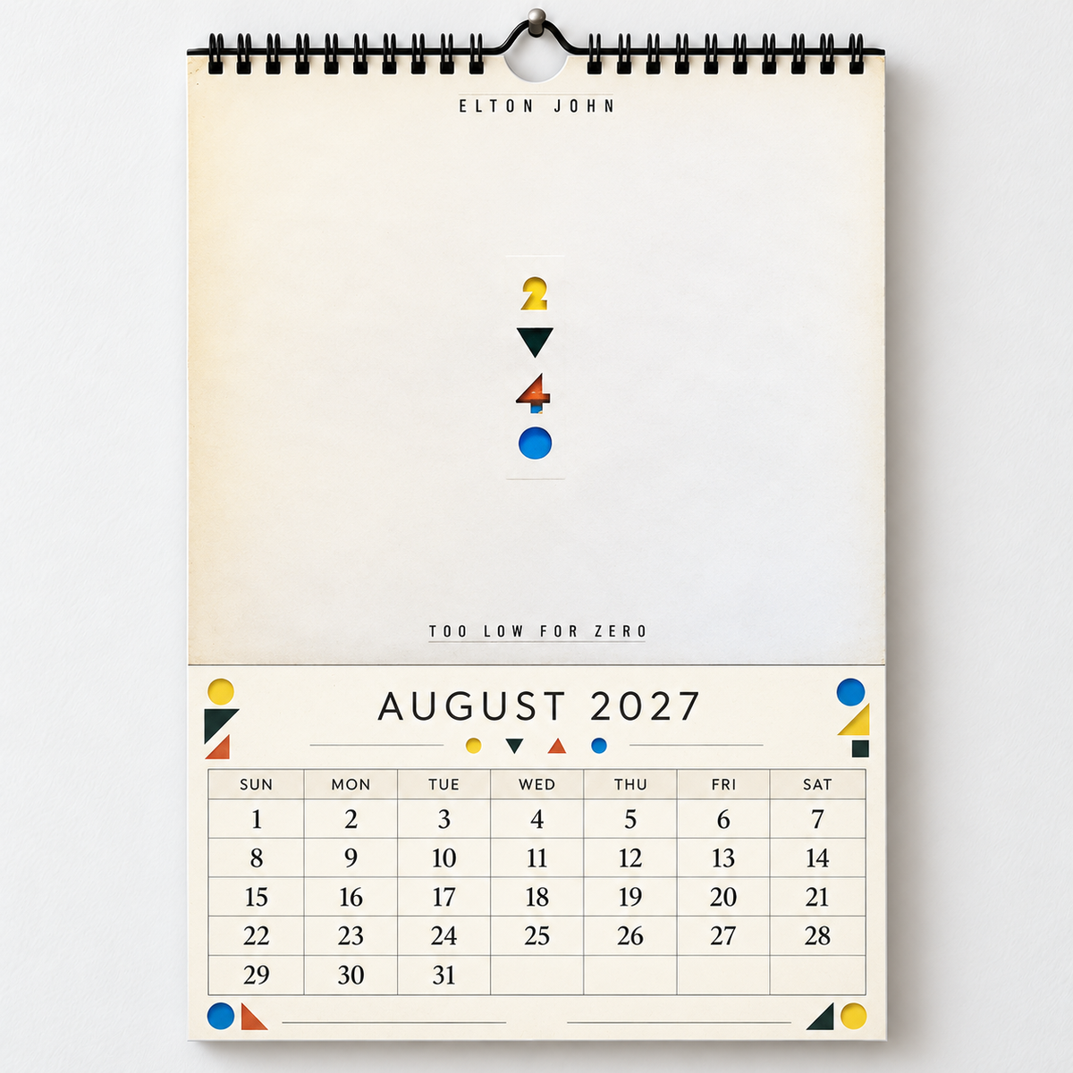 Elton John 2027 Wall Calendar - Classic Album Covers & Single Art Collage | 12-Month Music Memorabilia & Office Decor
