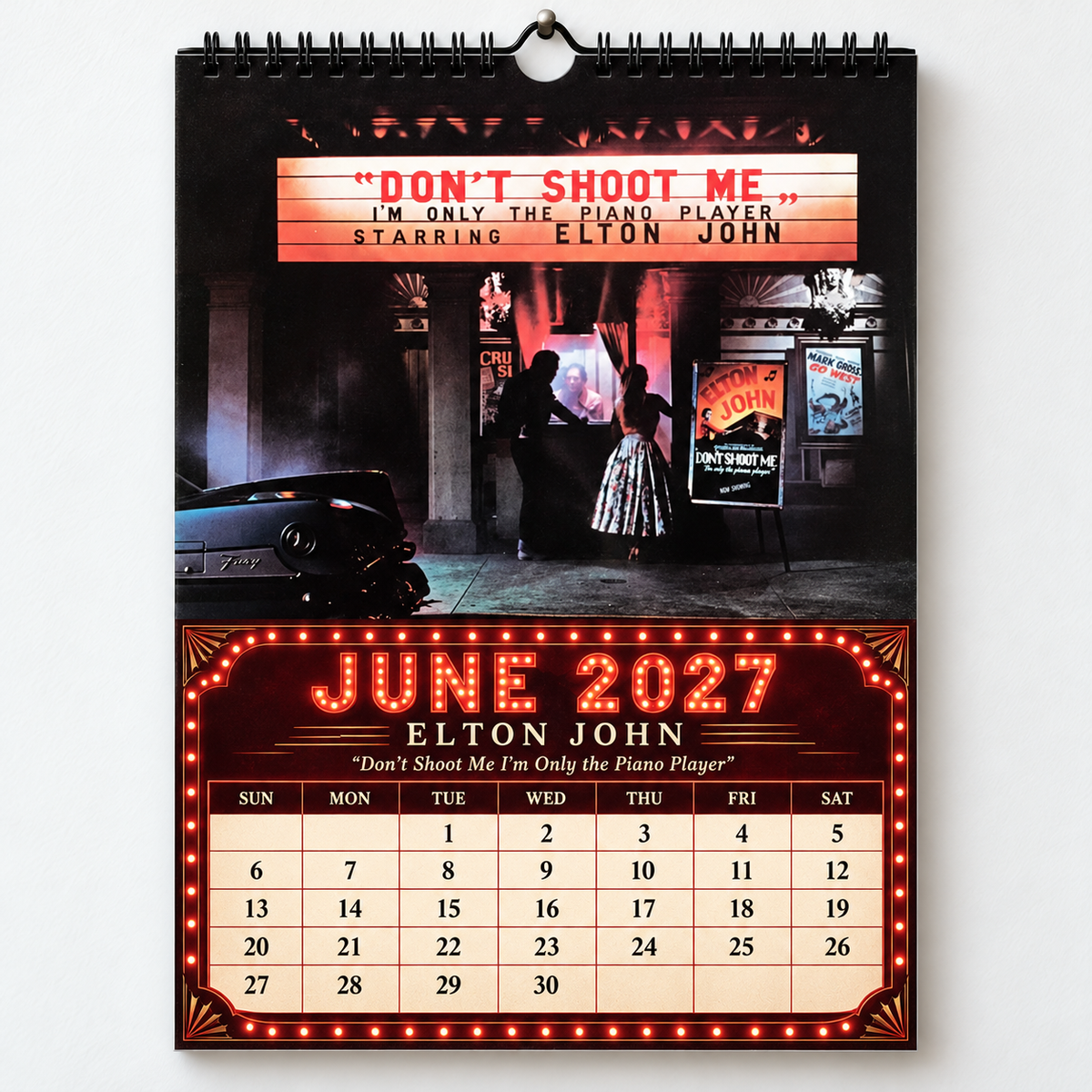 Elton John 2027 Wall Calendar - Classic Album Covers & Single Art Collage | 12-Month Music Memorabilia & Office Decor